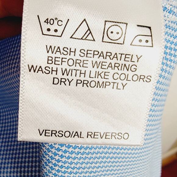 Ben Sherman Blue & White Micro Check Button Down Shirt Size 15 32/33 - Small - Picture 7 of 7